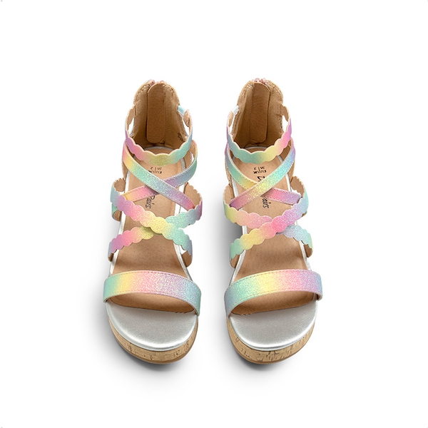 Girls Cork Strappy Wedge Sandals Dream Pairs